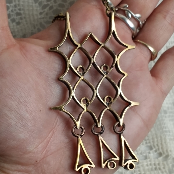Bronze Pennti Sarpeneva Finnish Modernist Geometric Necklace Vintage 1960s 70s - Picture 5 of 9